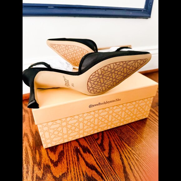 NWT & Box!  Jewel Badgley Mischka Tammy Mesh Pointed Toe Slingback, Black, 8.5 - Picture 7 of 9